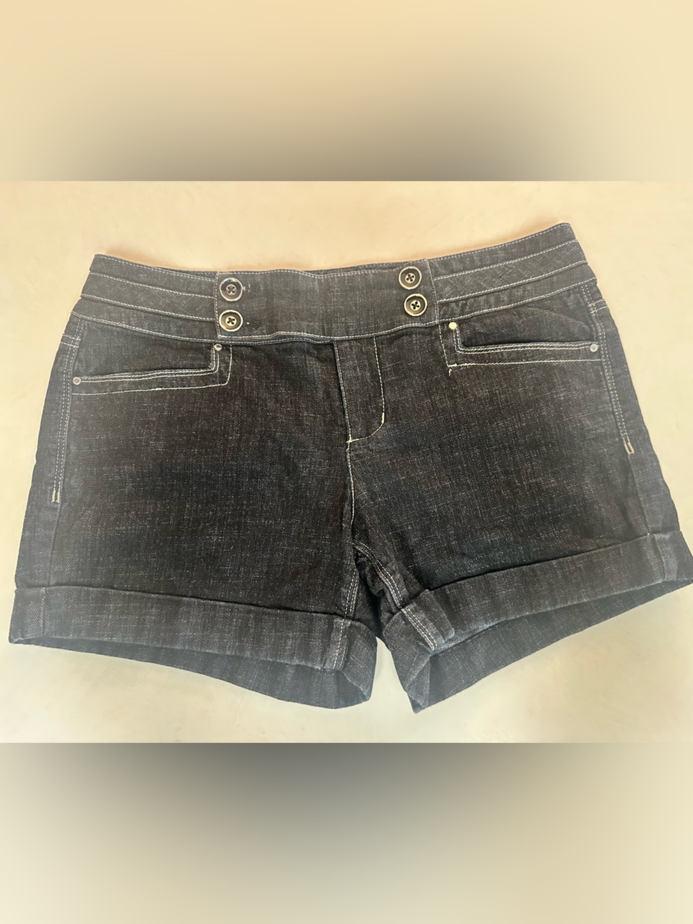 White House Black Market Dark Blue Denim Cuffed Shorts